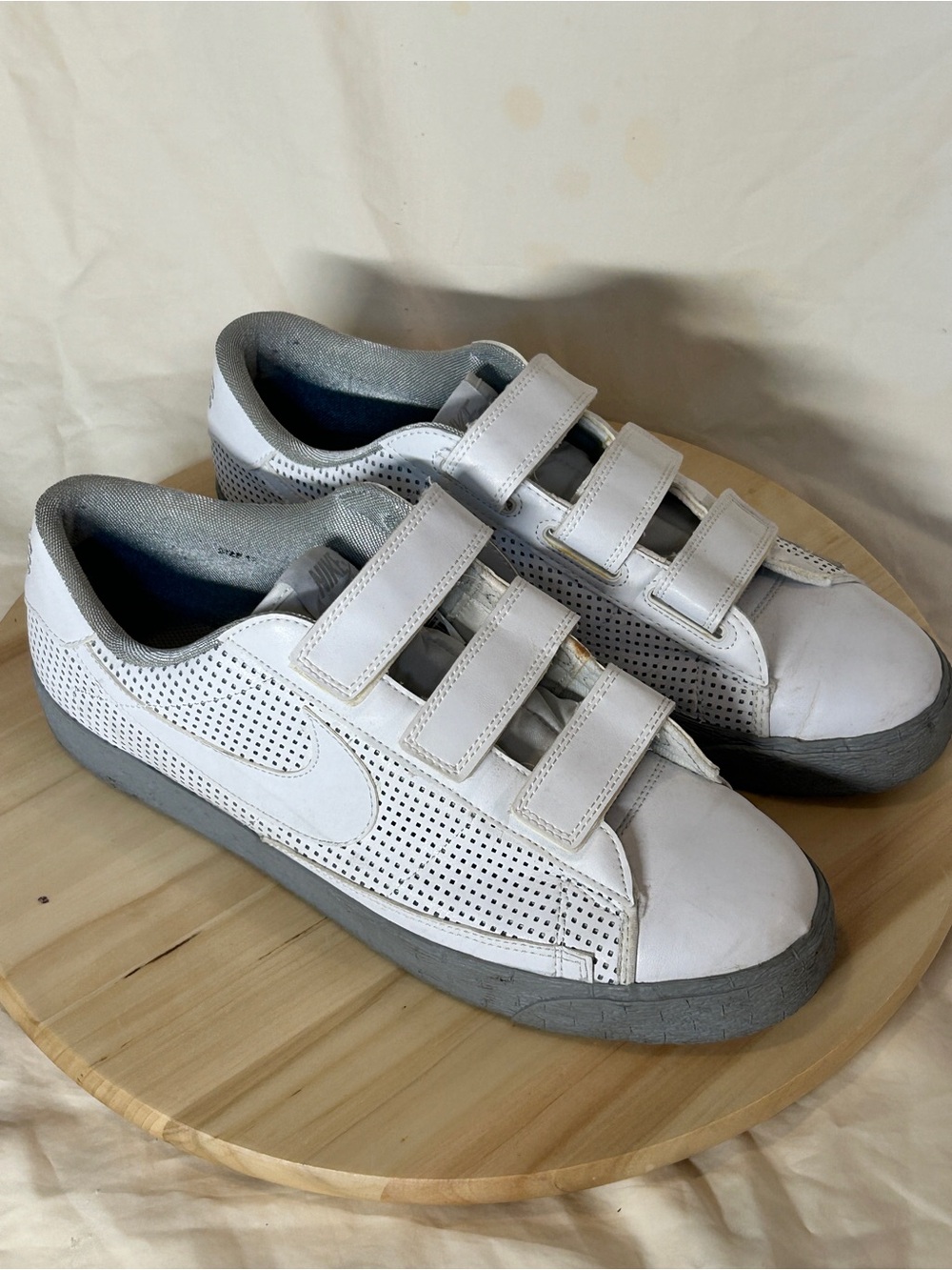 Nike Men's Blazer AC Velcro White Metallic Silver Mens Athletic Sneaker Men’s 12